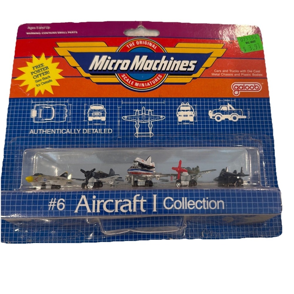 Vtg 1987 Micro Machines #6 Aircraft 1 Collection Galoob Original Pkg No. 6400